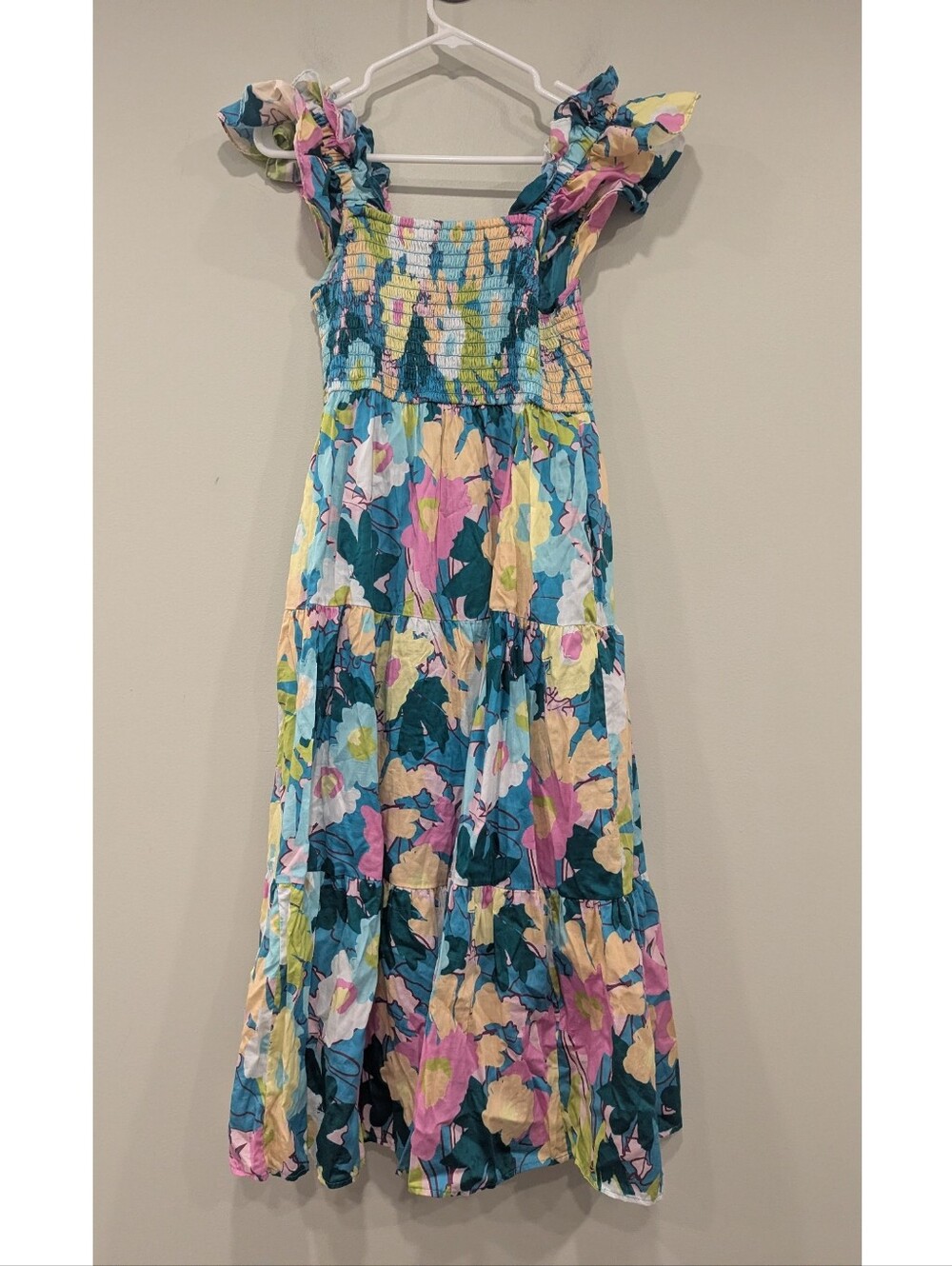 CROSBY By Mollie Burch Multicolored Smock Top Midi Cotton Dress Size Small